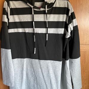 Black and Gray Striped Hoodie